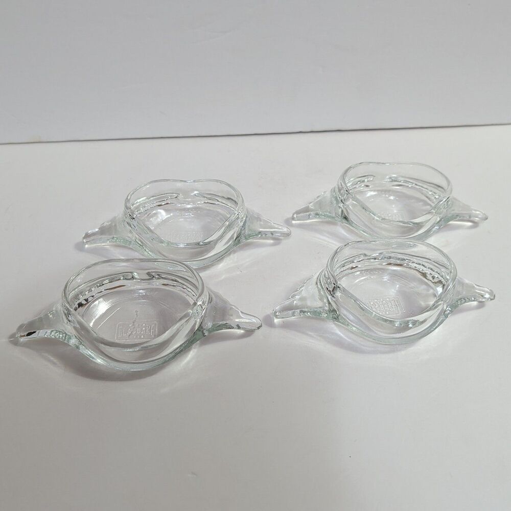 Vintage LOT of 4 Glasbake Clear Deviled Crab Imperial Baking Shells